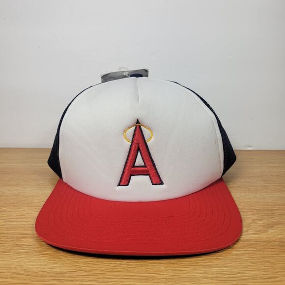 Vintage Los Angeles Anaheim Angels Hat Cap White Red Blue Snapback Foam Mens - Picture 1 of 10
